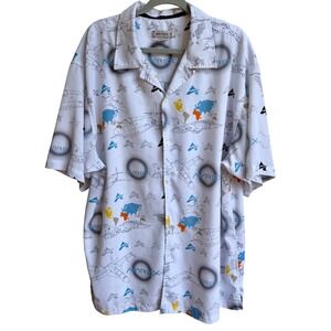 VTG Y2K Avirex Aviation Print Button Up Shirt Men XL All Over Graphic Streetwear